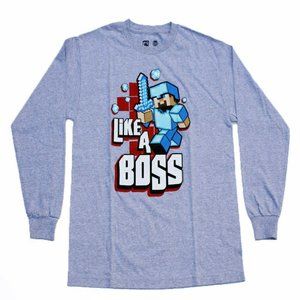 Minecraft Like A Boss Long Sleeve Boys' T- Shirt